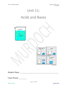 Unit 11: Acids and Bases