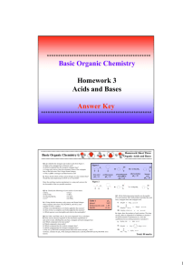 Basic Organic Chemistry Homework 3 Acids and Bases Answer Key