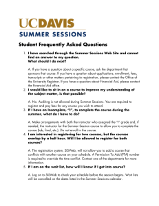 Student Frequently Asked Questions - Summer Sessions