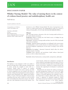Whither Nursing Models? The value of nursing theory in the context