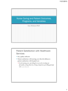 Nurse Caring and Patient Outcomes, Programs, and Variables
