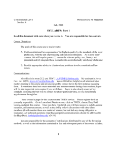 Constitutional Law - Fall 2014 - Syllabus