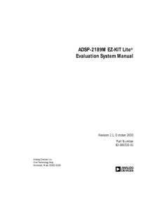 ADSP-2189M EZ-KIT Lite Evaluation System Manual