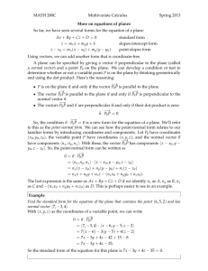 second handout on equations of planes