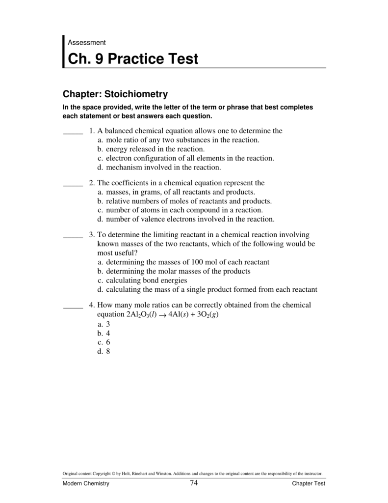 Chemical Reactions Section 9 1 And Equations Worksheet ...