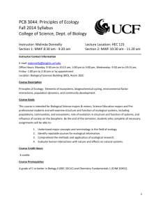 PCB 3044 - UCF Biology - University of Central Florida