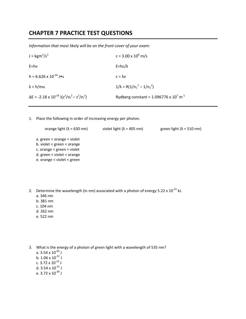 Chapter 7 Practice Test Questions