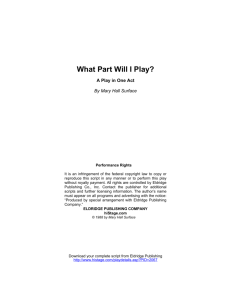 What Part Will I Play? - Eldridge Plays & Musicals