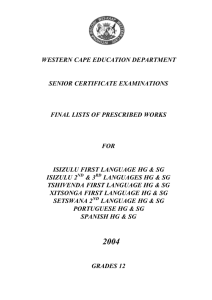 western cape education department senior certificate examinations