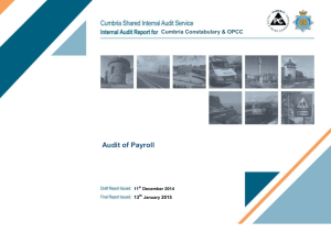 Audit of Payroll - Cumbria Police and Crime Commissioner