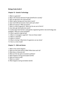 Biology Study Guide 8 Chapter 13 - Genetic Technology 1. What is a