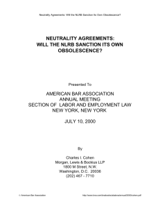 Neutrality Agreements: Will the NLRB Sanction Its Own