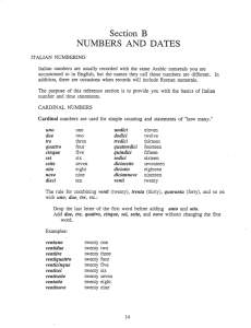 NUMBERS AND DATES