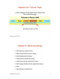 Answers for Tutorial Tests Chapter 6: Work and energy