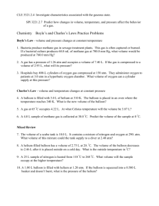 Chemistry Boyle's and Charles's Laws Practice Problems