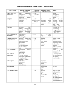 Transition Words and Clause Connectors