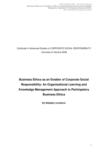 Business Ethics as an Enabler of CSR