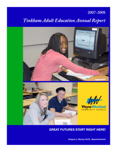 Tinkham Adult Education Annual Report - Wayne