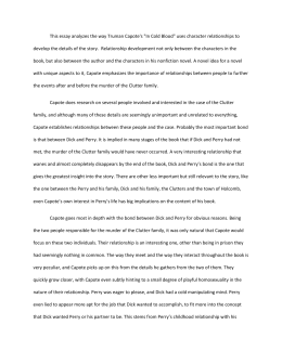 Essay In Cold Blood This Essay Analyzes The Way Truman Capotes In Cold Blood Uses Essay For Health also High School Entrance Essay Examples We Buy Powerpoints