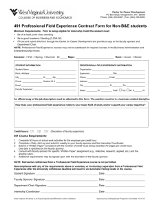 491 Professional Field Experience Contract