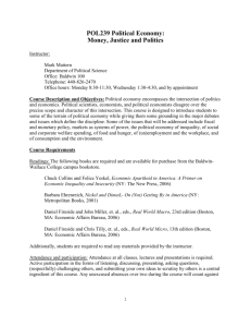 POL239 Political Economy: Money, Justice and