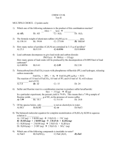 CHEM 1211K Test II MULTIPLE CHOICE. (3 points each) 1) Which