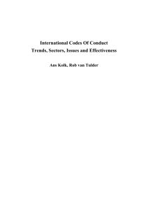 International Codes Of Conduct Trends, Sectors, Issues and