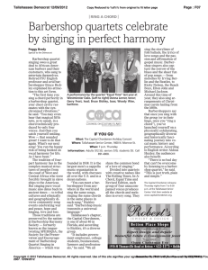 Barbershop quartets celebrate by singing in perfect harmony