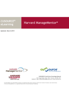 Harvard ManageMentor - CUSOURCE Credit Union Knowledge