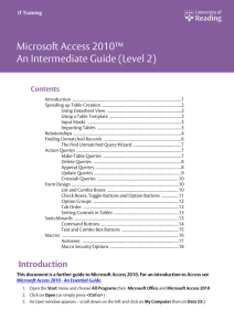 Microsoft Access 2010 An Intermediate Guide