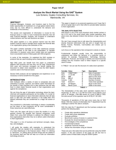 Analyze the Stock Market Using the SAS® System