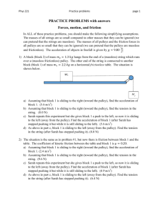 PRACTICE PROBLEMS with answers Forces, motion, and friction