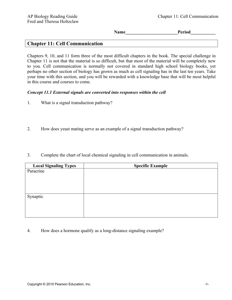 Chapter 11: Cell Communication