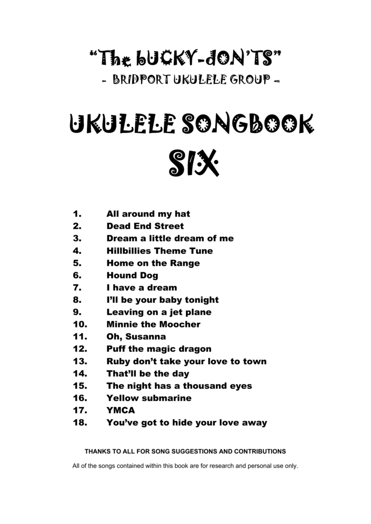 Songbook 6 Bridport Ukulele Group