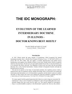 the idc monograph: evolution of the learned intermediary doctrine in