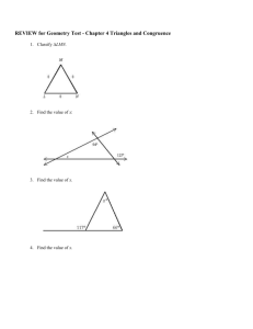 REVIEW for Geometry Test - Chapter 4 Triangles and Congruence