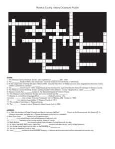Waseca County History Crossword Puzzle