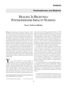 healing is believing: postmodernism impacts nursing