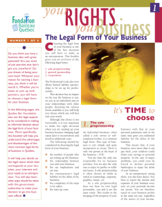 The Legal Form of Your Business - Fondation du Barreau du Québec