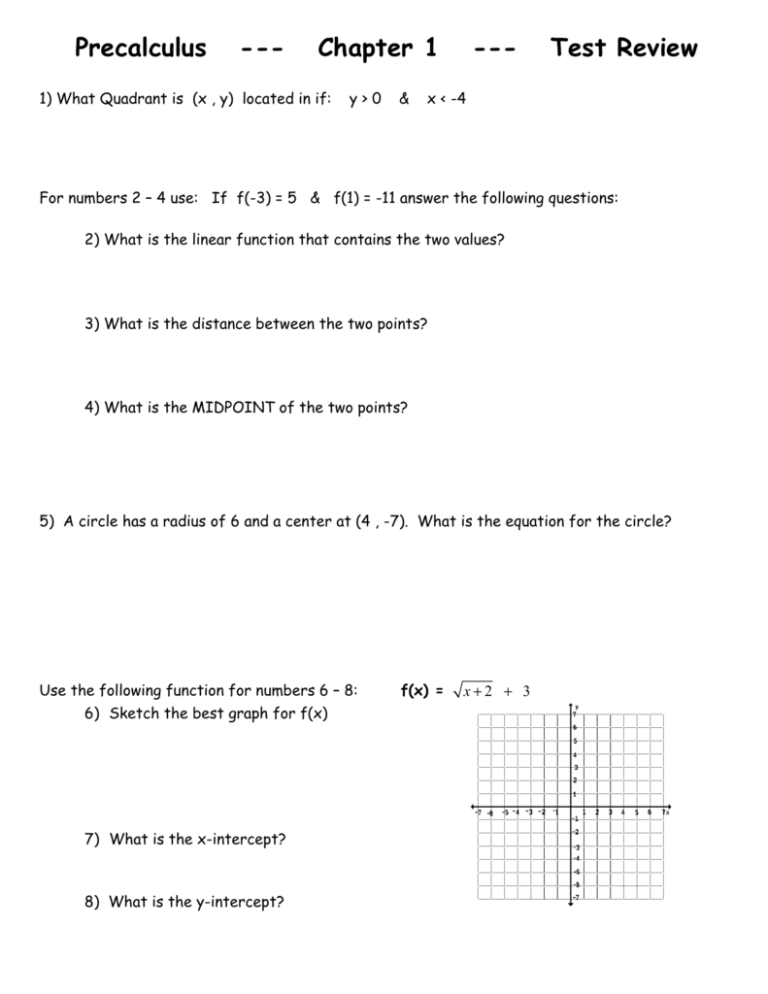 chapter 1 precalculus review worksheet