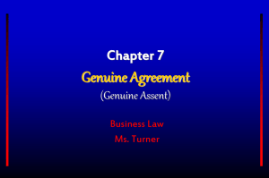 Chapter 8 Genuine Agreement (Genuine Assent)