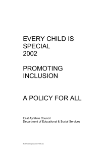 every child is special 2002 promoting inclusion a policy for all