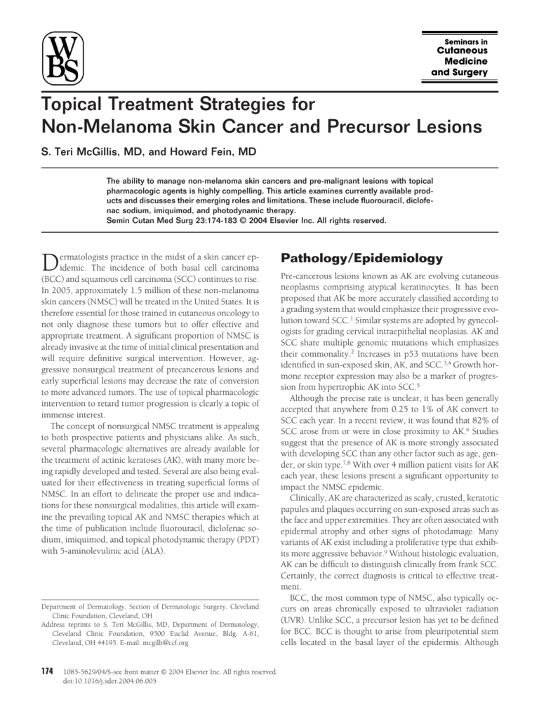 Topical Treatment Strategies for Non-Melanoma Skin