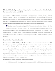 RIA Special Study: Depreciation and Expensing Provisions
