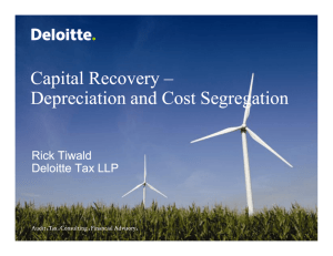 Capital Recovery Capital Recovery – Depreciation and