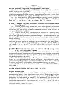 NC General Statutes - Chapter 14 Article 23 1 Article 23. Trespasses