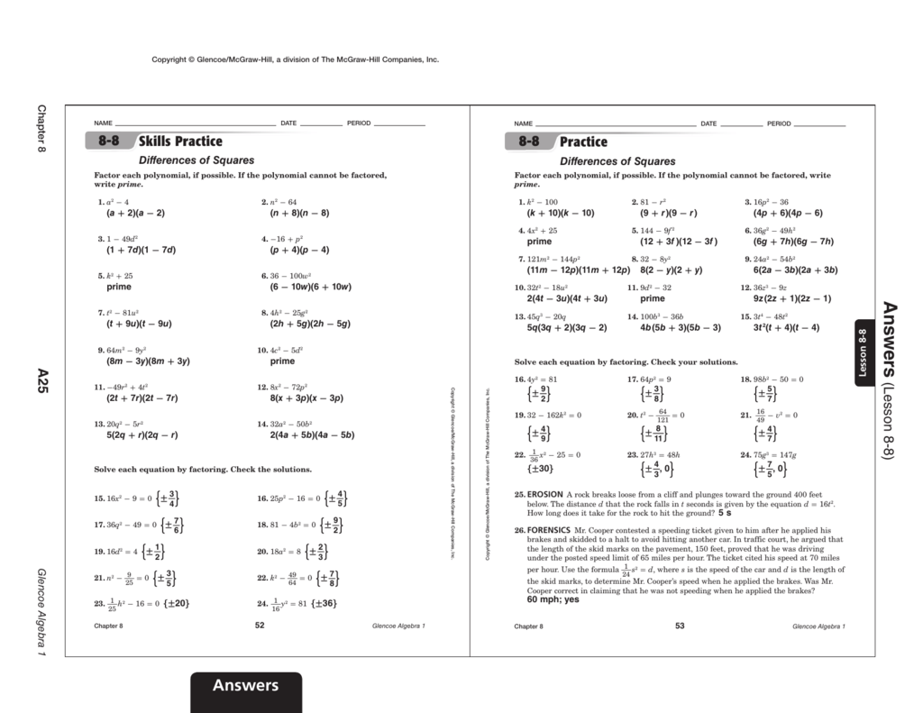 36+ Glencoe Algebra 1 Chapter 4 Answer Key SarjitLoden