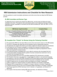IRB Submission Instructions and Checklist