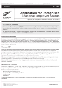 Application for Recognised Seasonal Employer Status