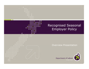 Recognised Seasonal Employer Policy